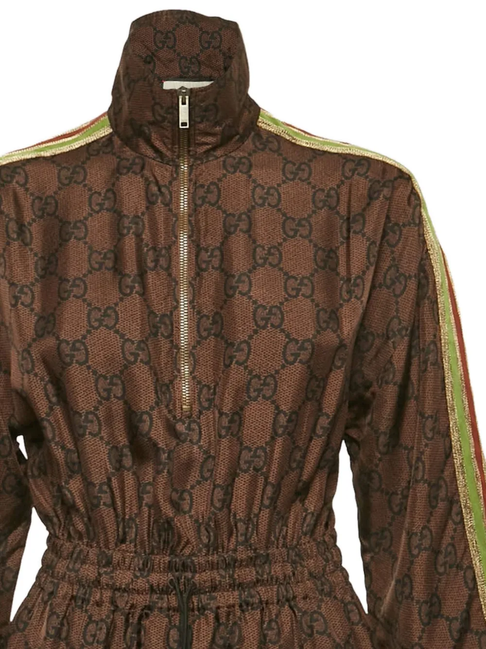 Gucci Pre-Owned Zijden jurk met GG-monogram - Bruin