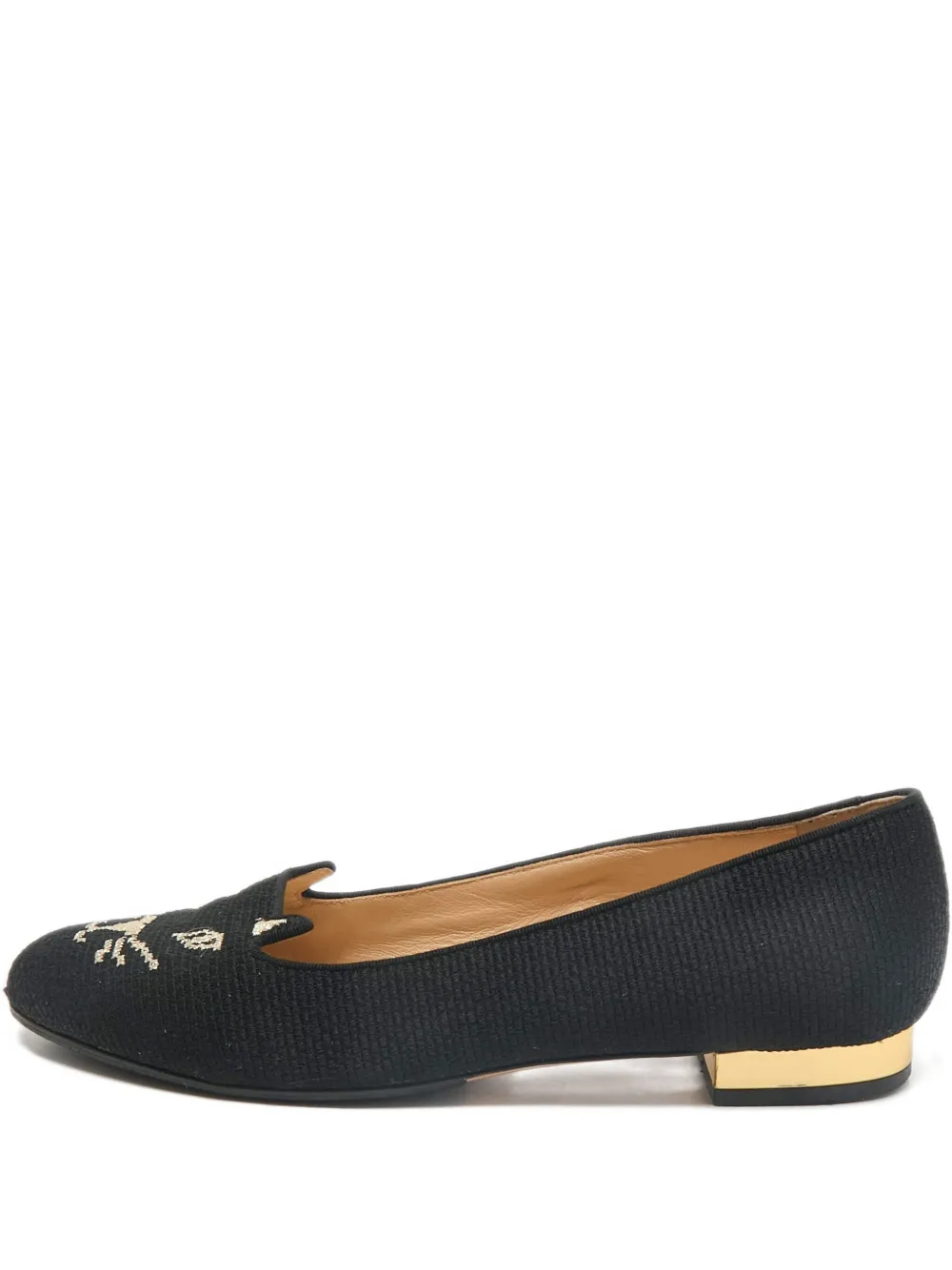 Pre-owned Charlotte Olympia Cat-embroidered Pumps In Black