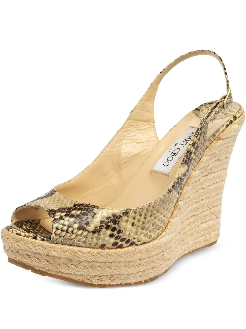 Jimmy Choo Pre-Owned 125mm python wedge sandals | Neutrals | Image 1