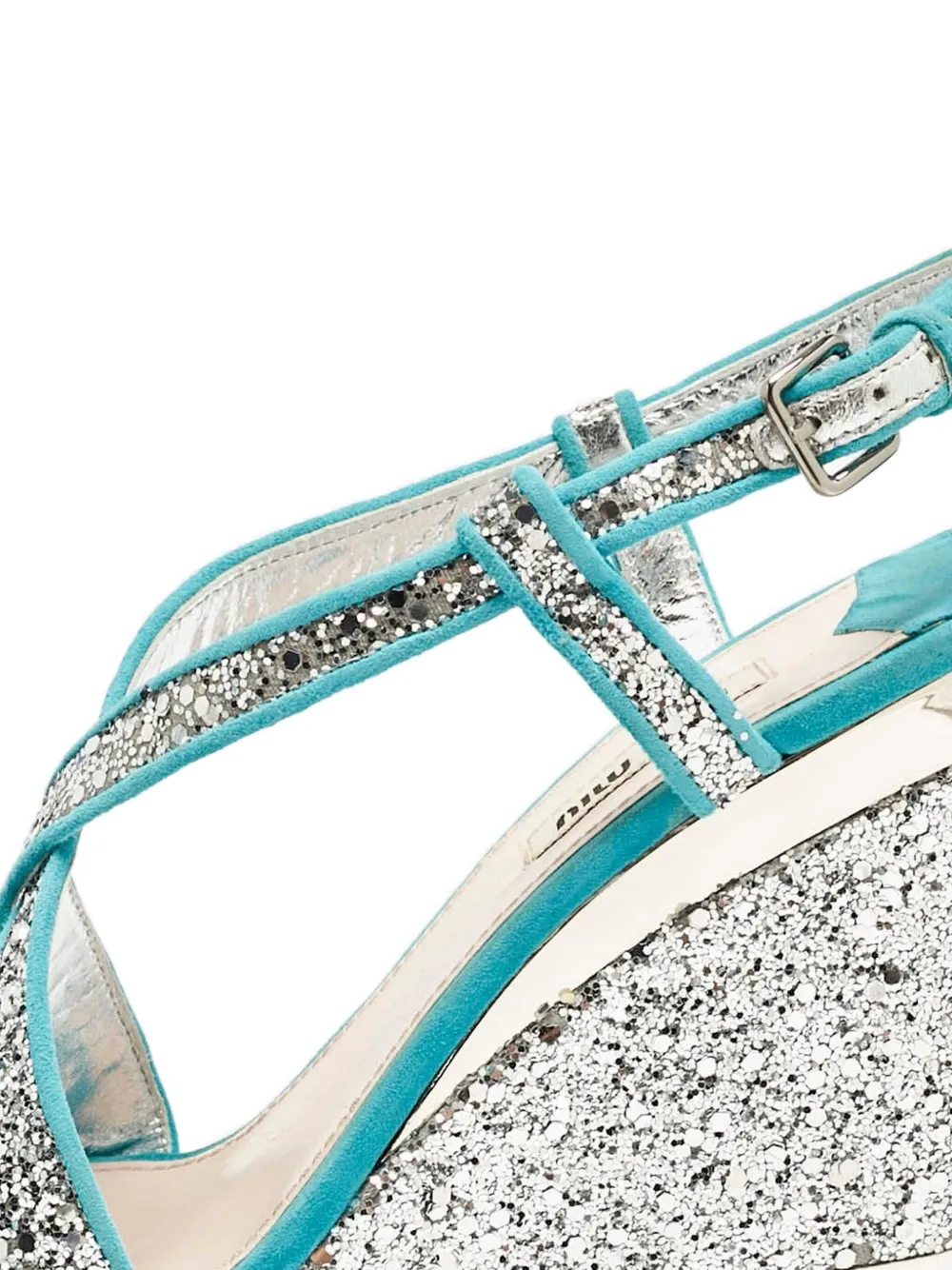 Miu Miu Pre-Owned 135 mm sandalen met glitters en sleehak - Grijs