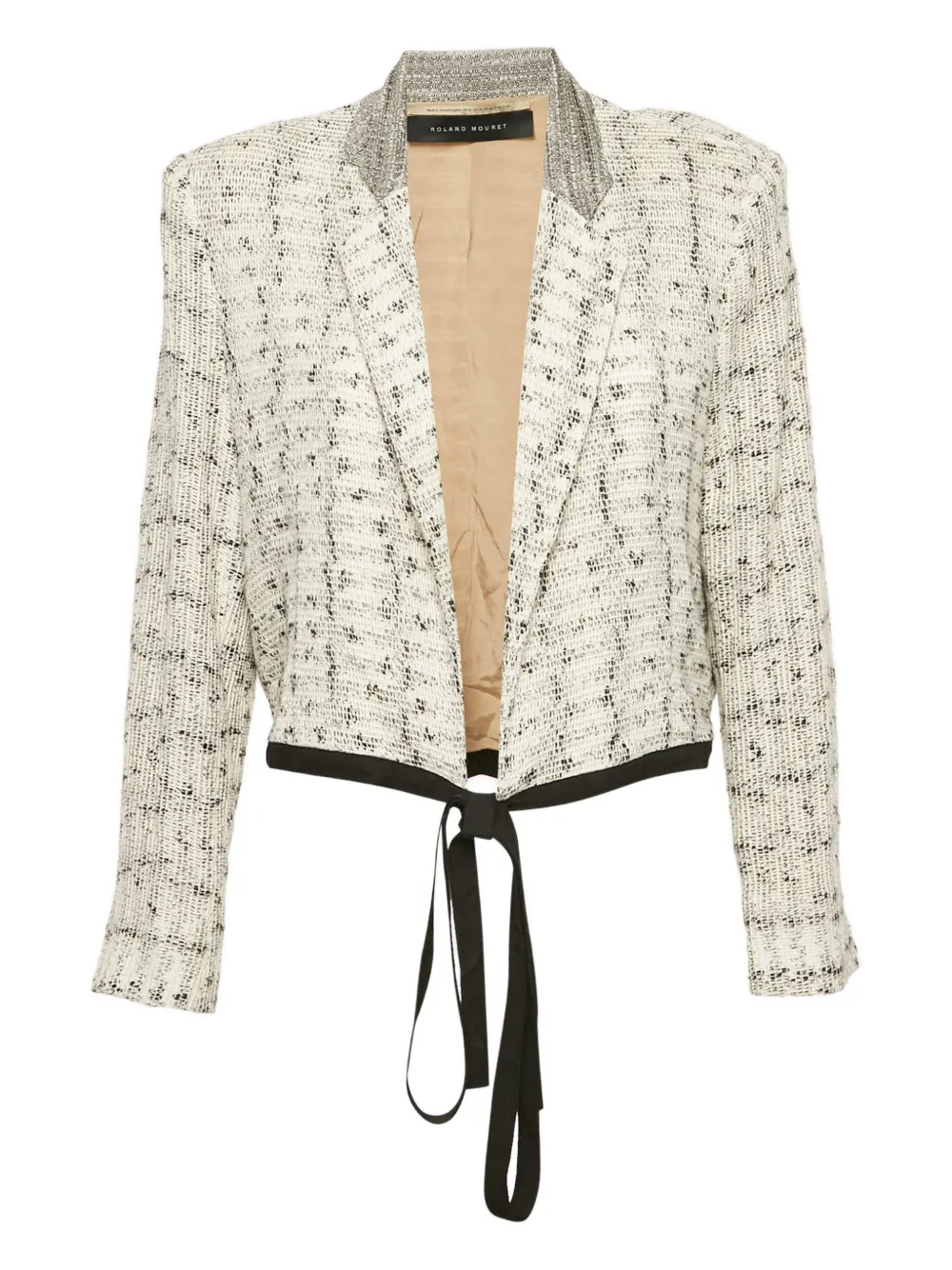 Pre-owned Roland Mouret  Tie-front Tweed Jacket In Neutral