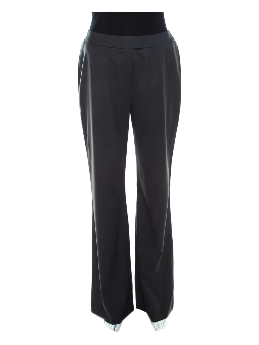Pre-owned Escada Wool High Waist Trousers In Gray