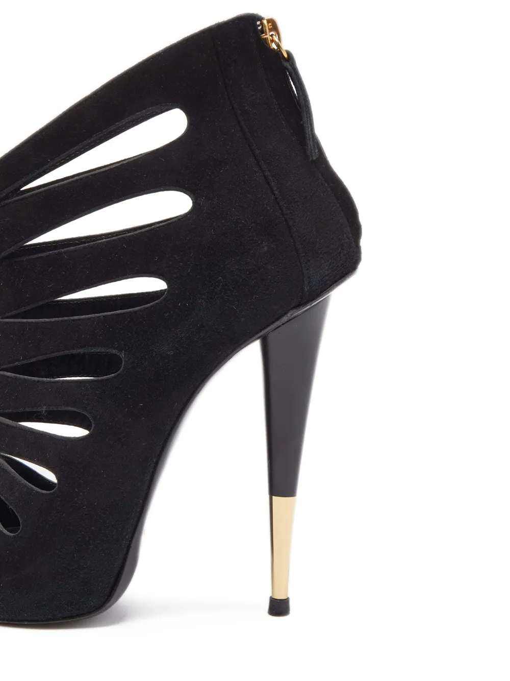 Giuseppe Zanotti Vintage Pre-owned 125 mm suède enkellaarzen met uitgesneden details - Zwart