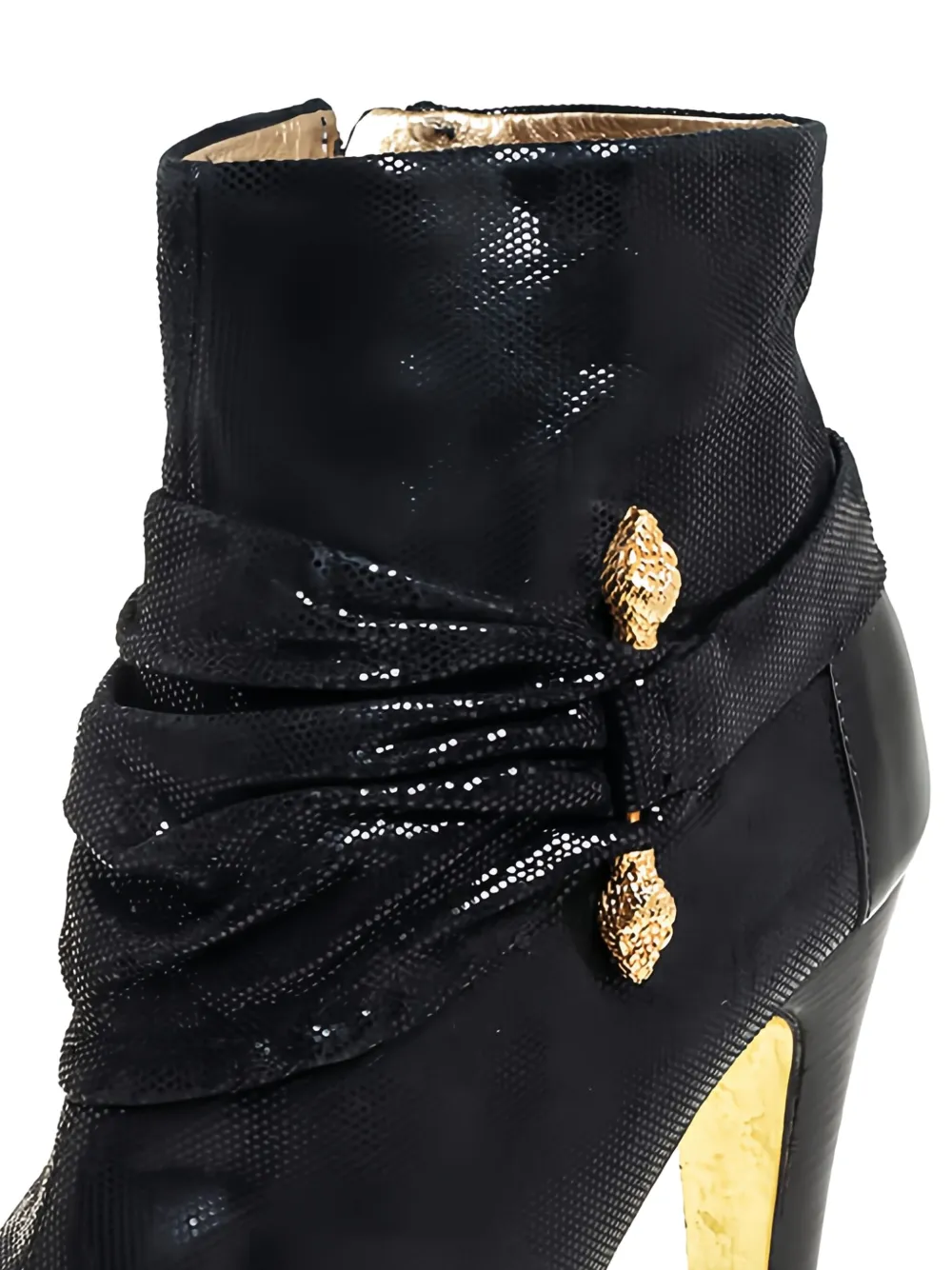 Roberto Cavalli Vintage Pre-owned 130 mm geplooide laarzen met gouden hardware - Zwart