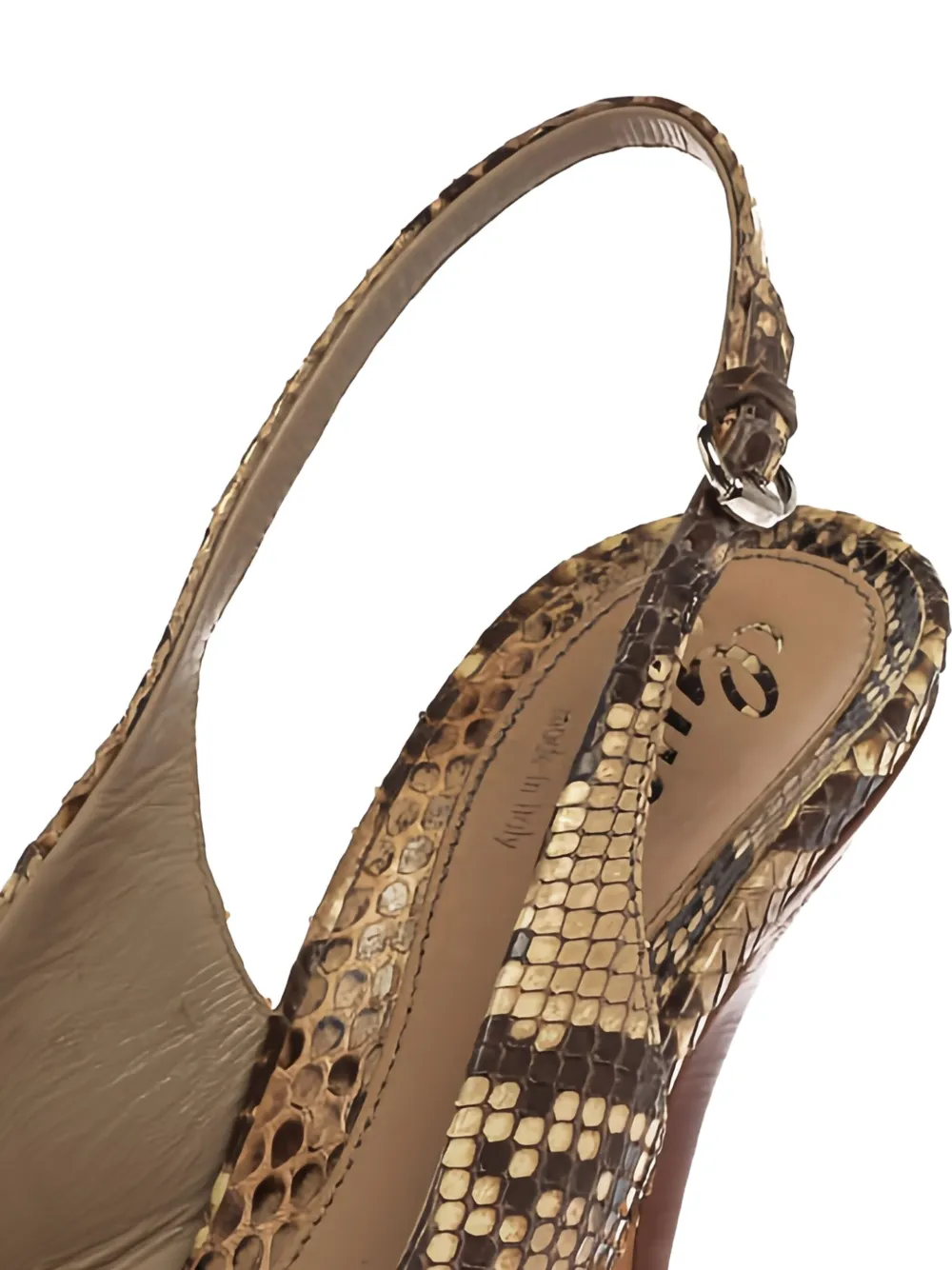 Gucci Pre-Owned 140 mm leren slingback sandalen met slangen-effect - Beige