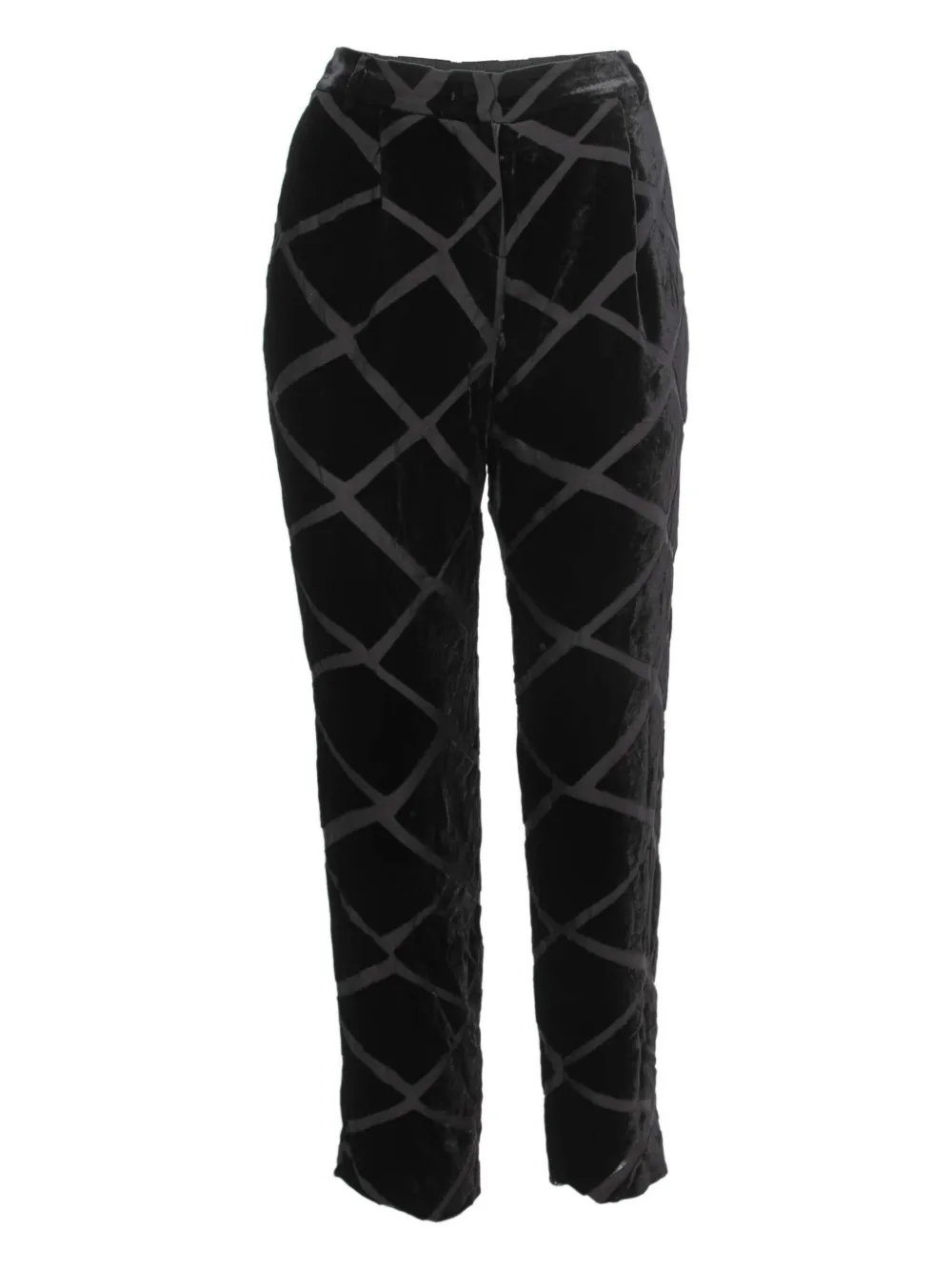 Pre-owned Emporio Armani 2024 Jacquard Velvet Trousers In Black