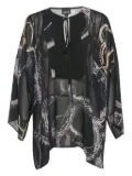 Just Cavalli Vintage snake-print pleated blouse - Black