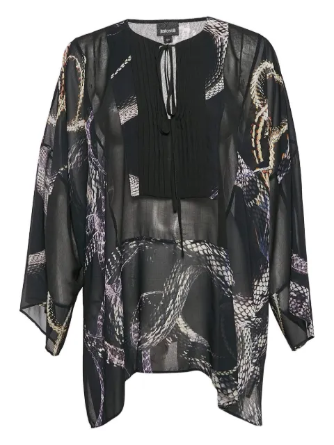 Just Cavalli Vintage blusa plisada con estampado de piel de serpiente