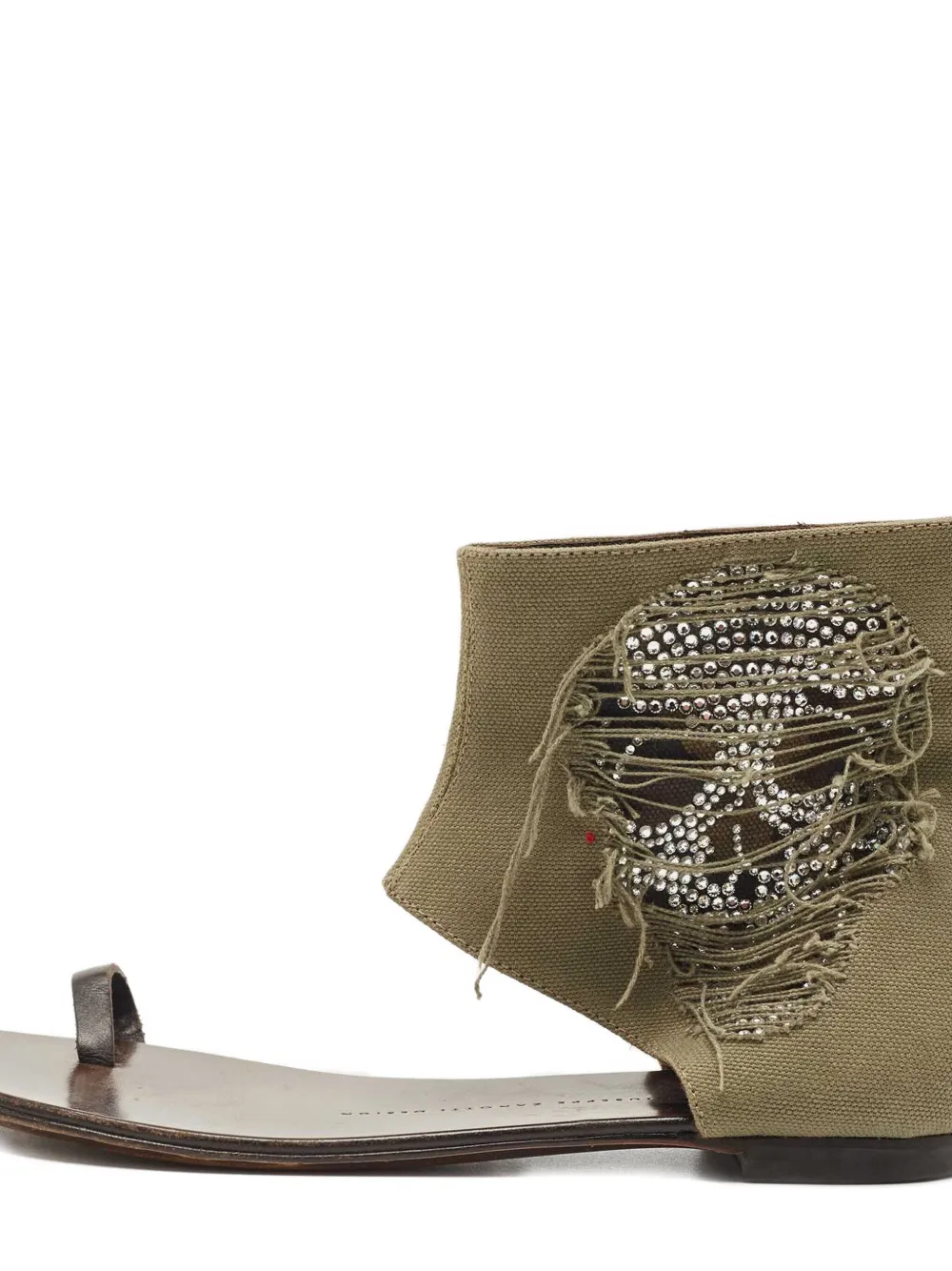 Giuseppe Zanotti Vintage Skull canvas sandalen met kristallen - Groen