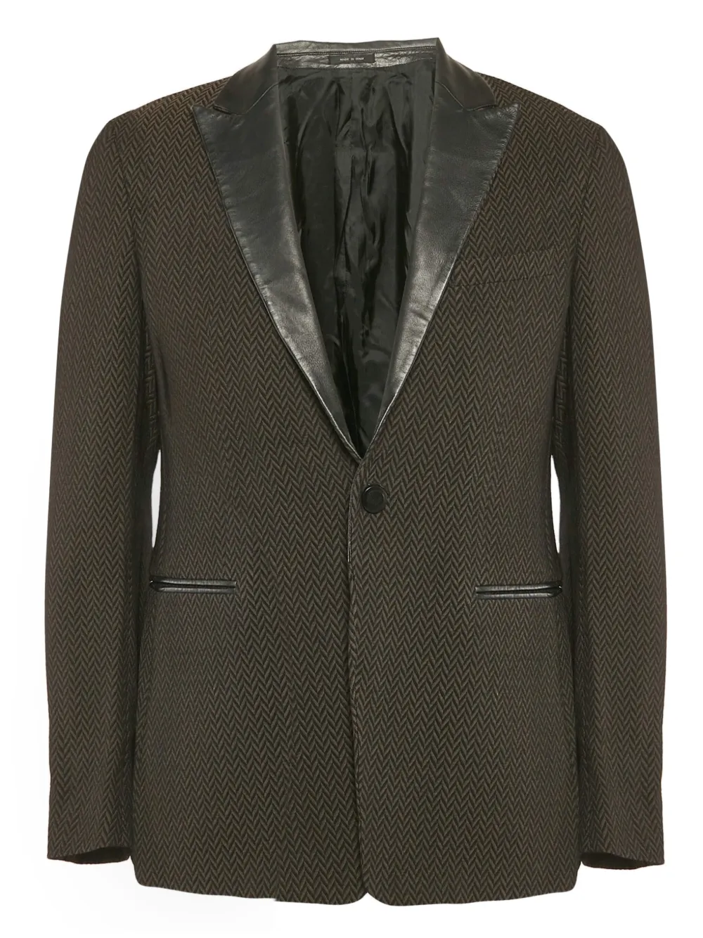 Emporio Armani Pre-Owned herringbone leather jacket | Brown | Image 1