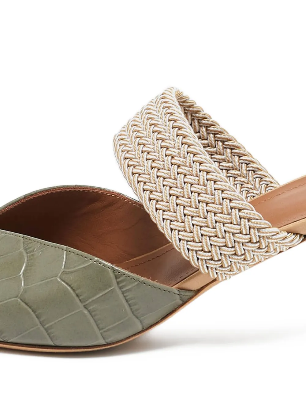 Malone Souliers Pre-owned 85 mm Maureen gevlochten muiltjes met krokodillen-reliëf - Groen