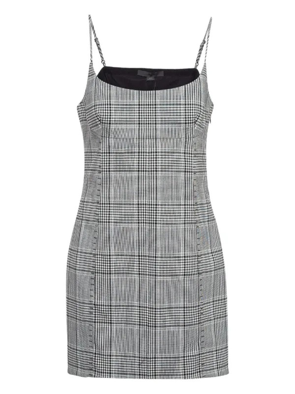 alexander wang dress grey Pre-Owned Plaid scoop-neck | asymmetrical dress formal