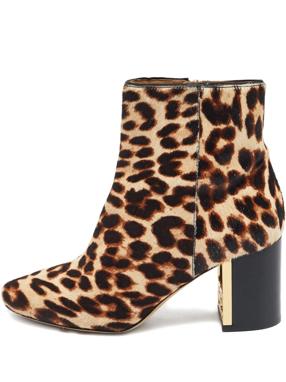 Pre-owned Tory Burch Leopard-print Boots In Brown