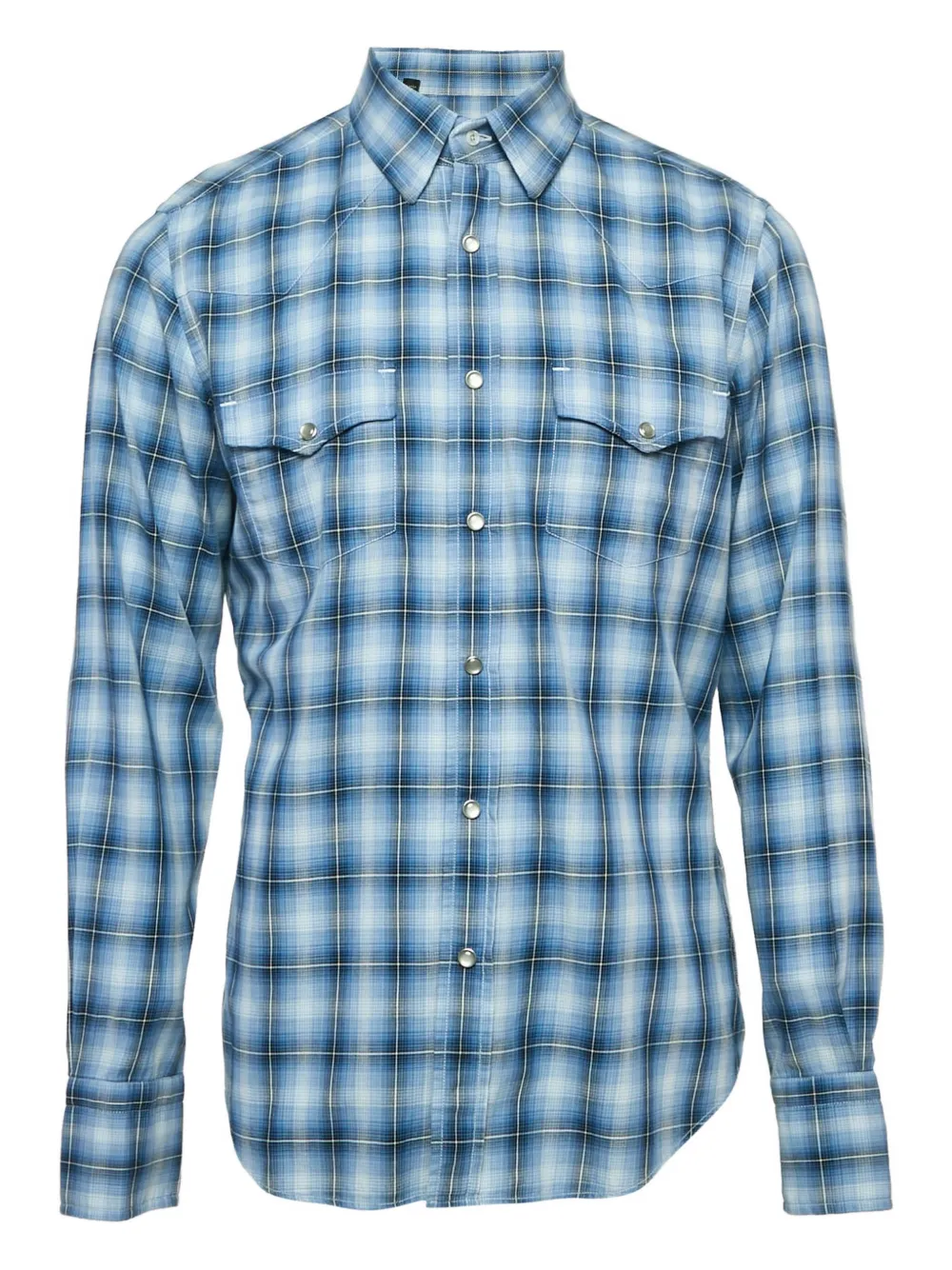 Tom Ford Vintage check-pattern chest-pocket shirt | Blue | Image 1