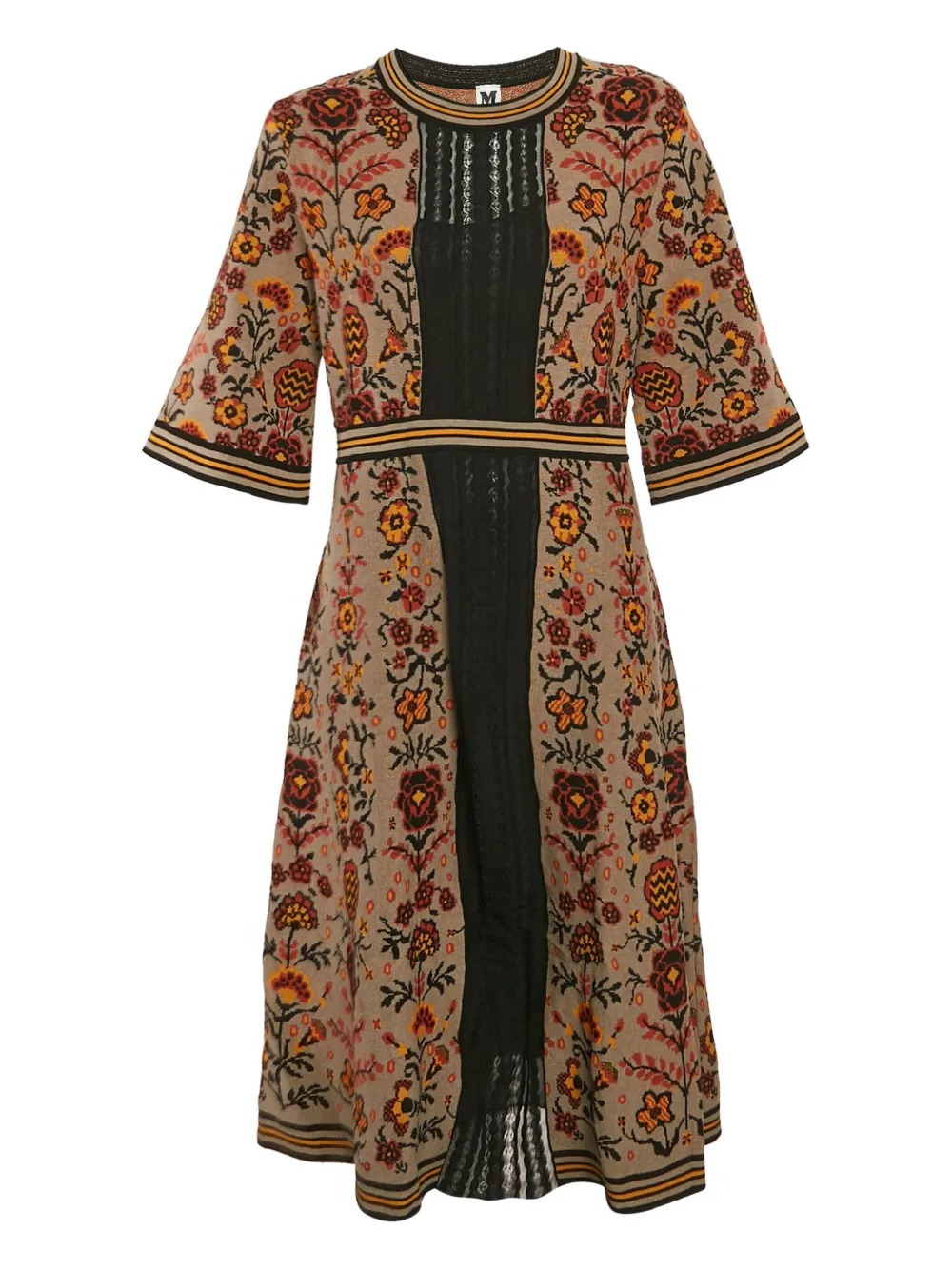 Pre-owned Missoni Floral-pattern Midi Dress In Brown