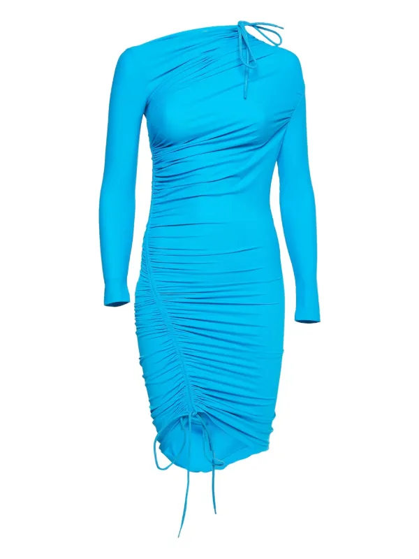 Balenciaga Pre-Owned Ruched long-sleeve Mini Dress | Blue | FARFETCH IE