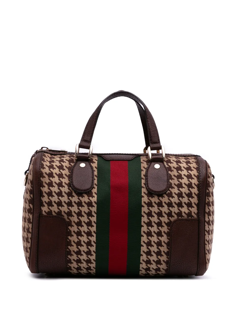 Gucci Pre-Owned Borsa a tracolla Boston Seventies in cotone con decorazione Web 2016-2025 - Marrone