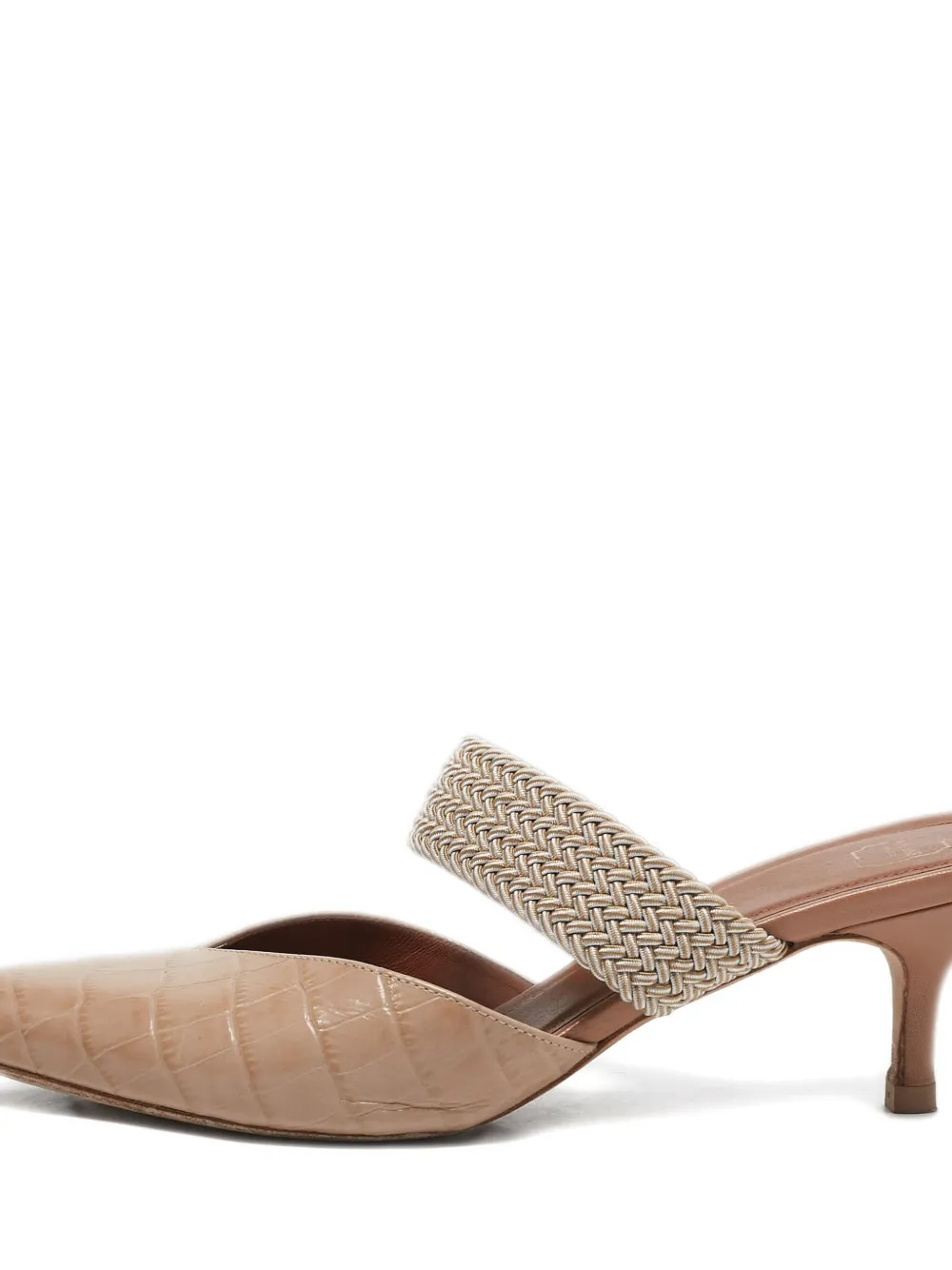 Malone Souliers Geweven muiltjes met krokodillen-reliëf - Beige