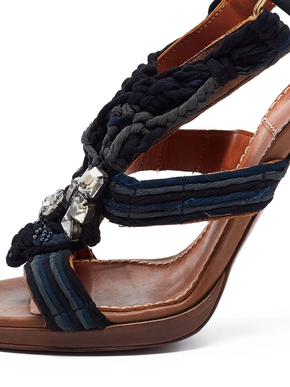 Lanvin Pre-Owned 115 mm sandalen verfraaid met kristallen en gevlochten bandje - Blauw
