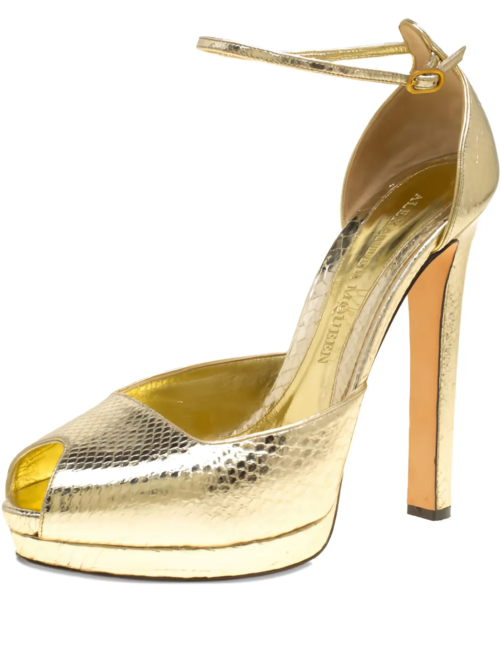 Alexander McQueen Pre-Owned 150mm python-embossed leather sandals - Gold