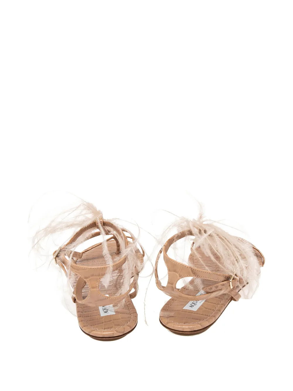 Aquazzura Sandalen met slangen-effect en veerdetail - Beige