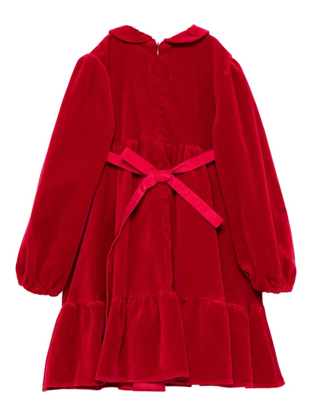 La Stupenderia Bow-embellished Velvet Dress In Red