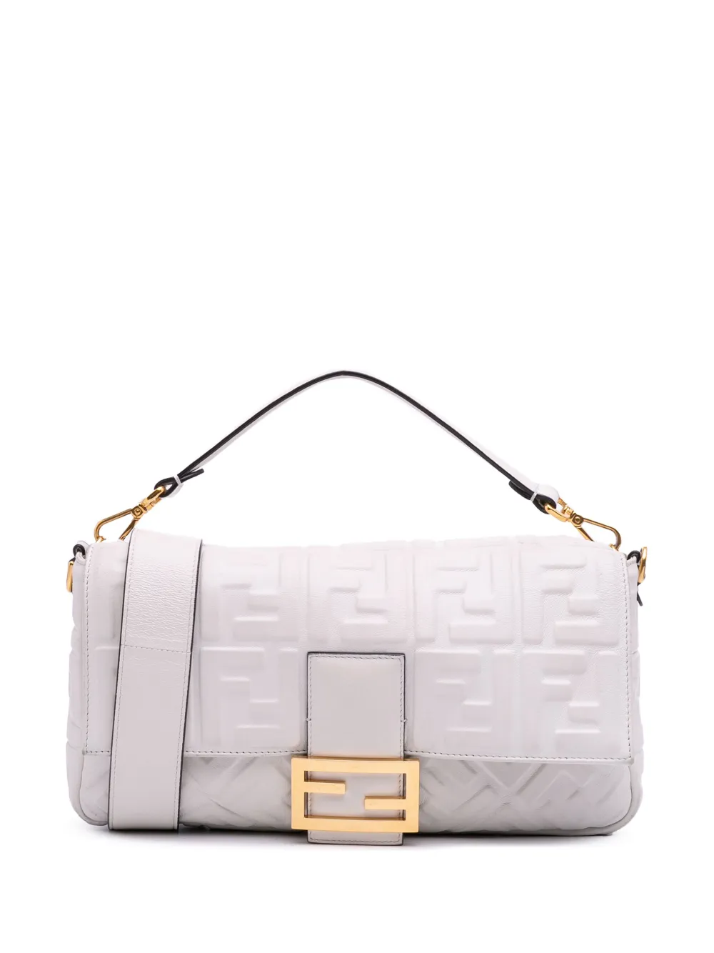 Fendi Pre-Owned 2000-2010 Large Zucca Embossed Leather Baguette satchel | White | Image 1