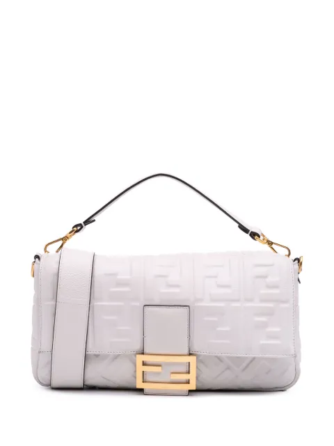 Fendi Pre-Owned 2000-2010 Large Zucca Embossed Leather Baguette satchel