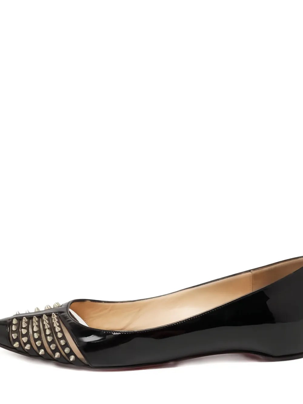 Christian Louboutin Pre-Owned Lakleren ballerina's met studs - Zwart