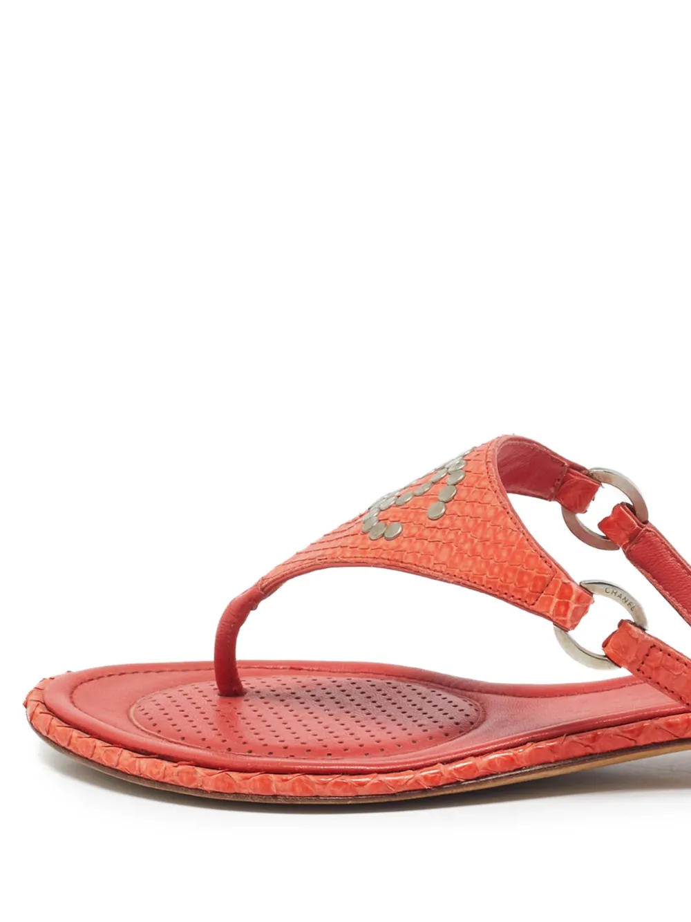 CHANEL Pre-Owned Python leren sandalen - Rood