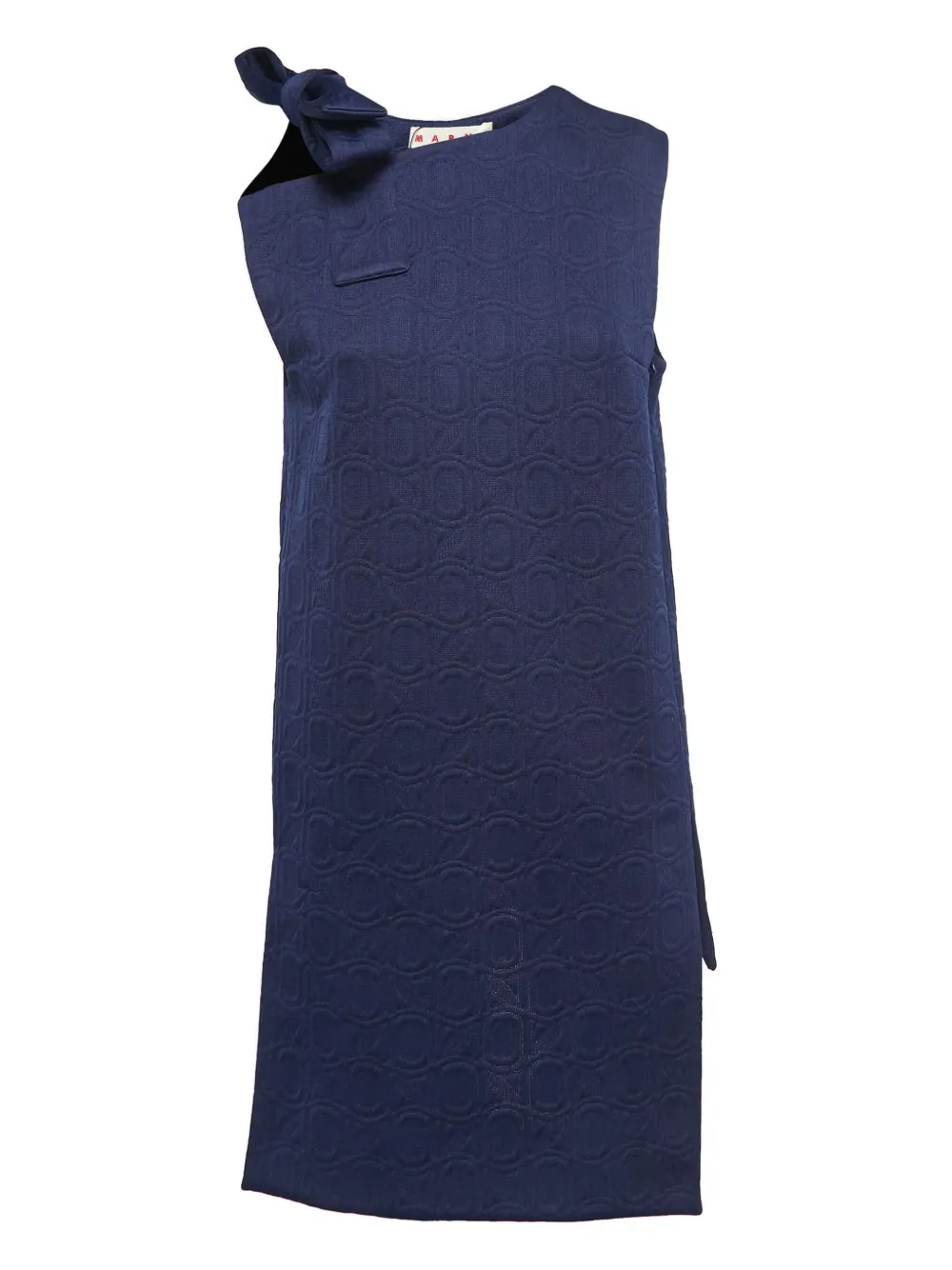 Pre-owned Marni Bow-detail Textured Dress In Blue