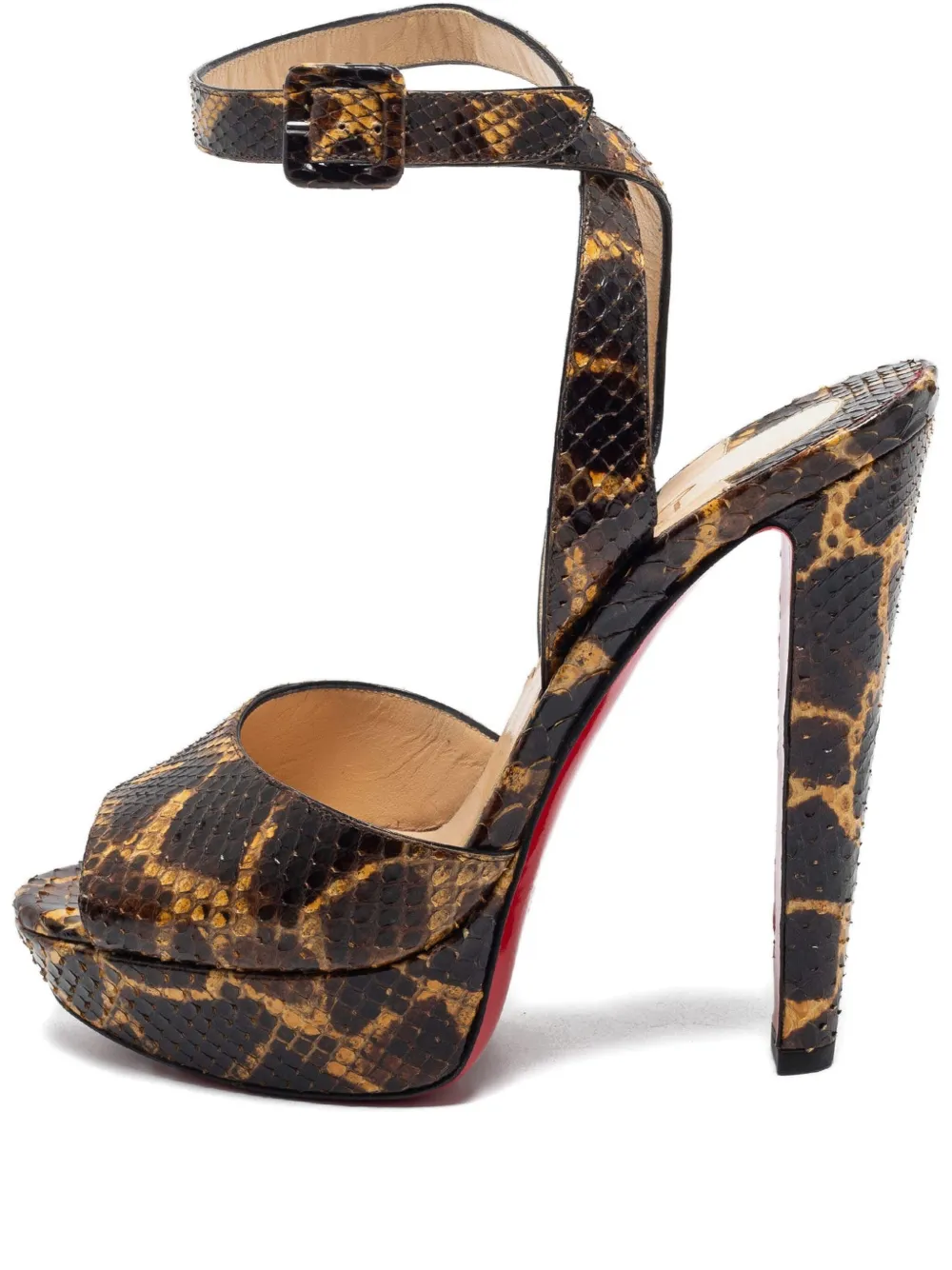 Christian Louboutin Pre-Owned 140mm python platform heeled sandals | Brown | Image 1