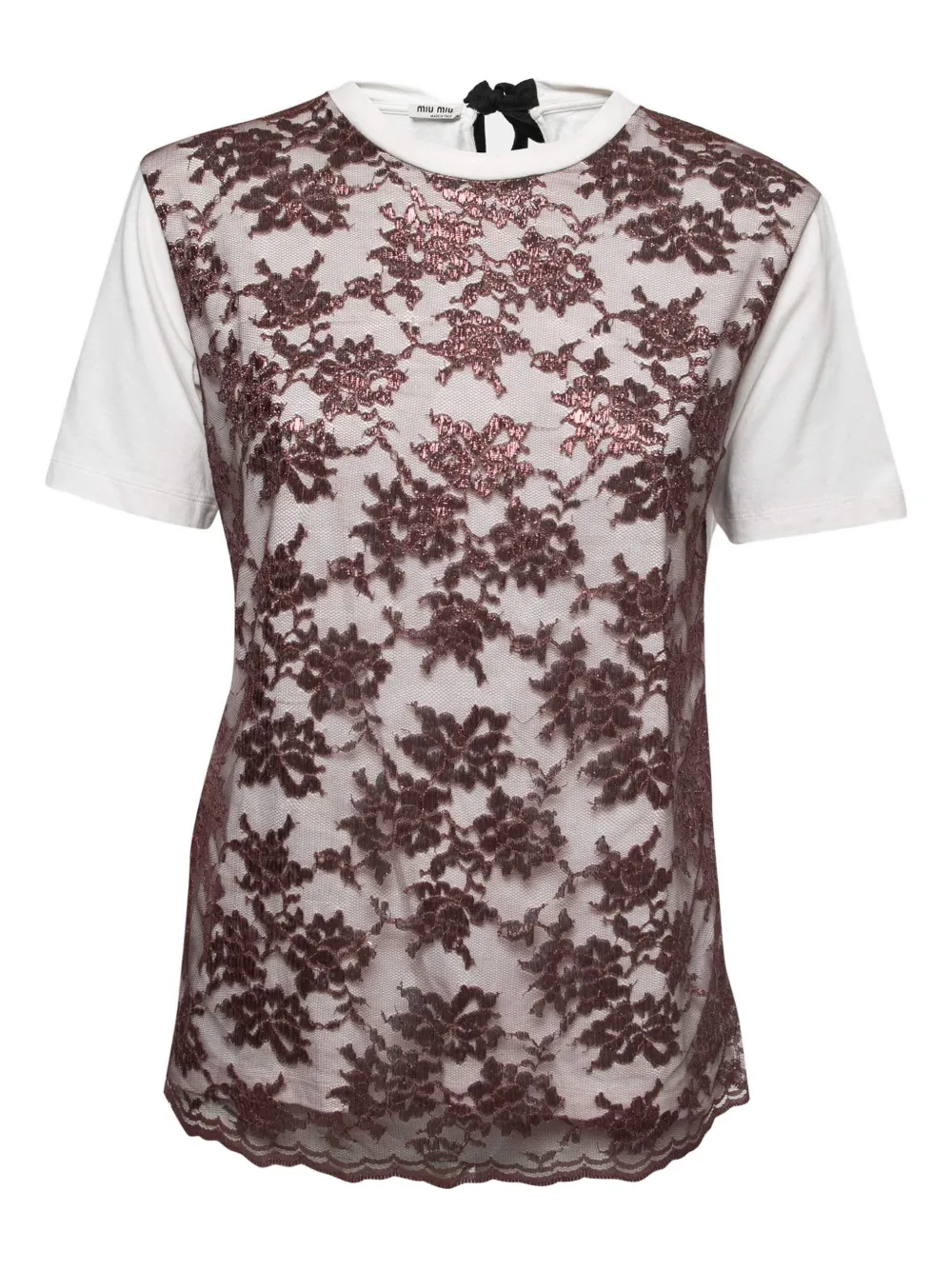 Pre-owned Miu Miu Laced T-shirt In White