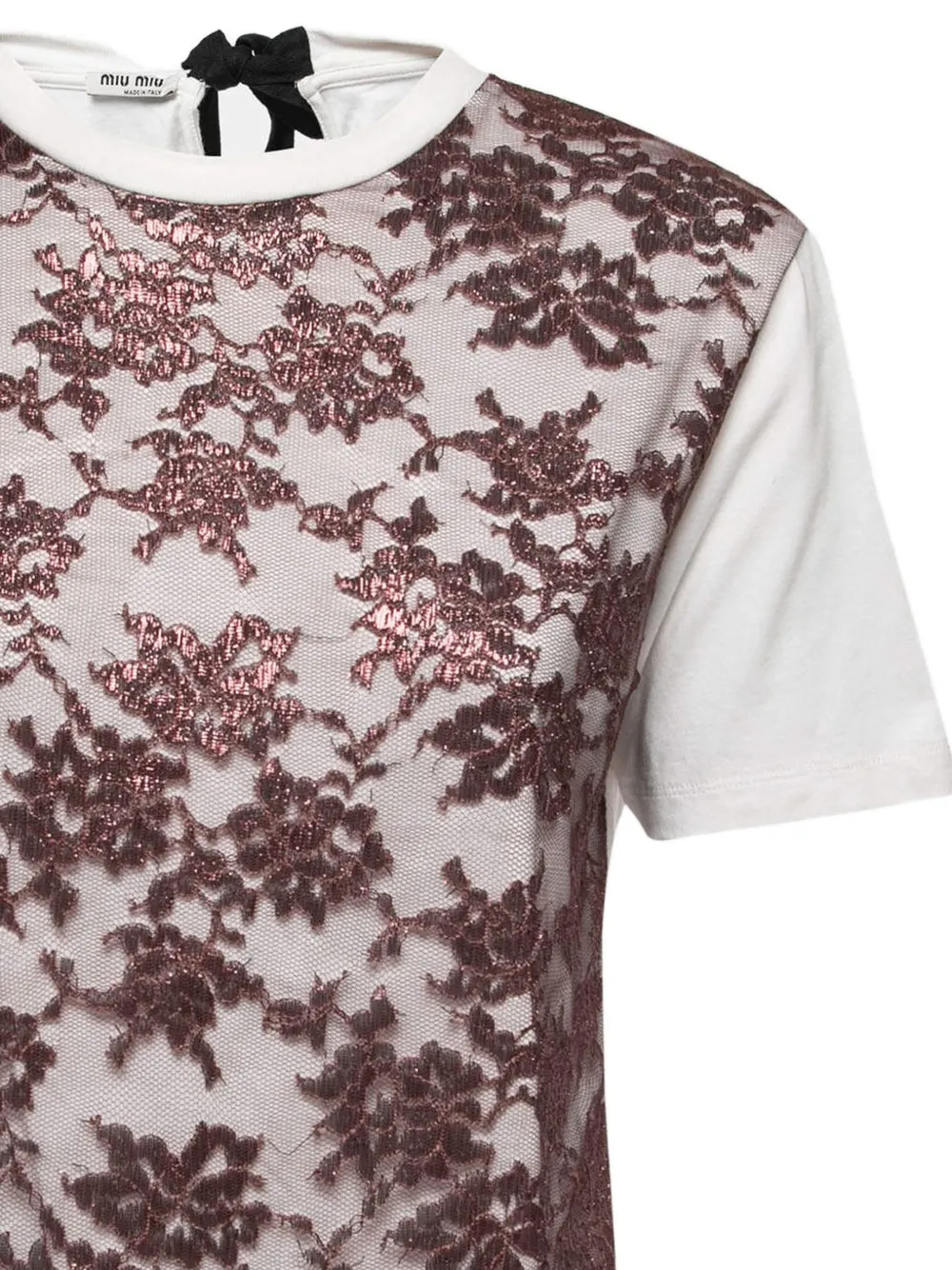 Pre-owned Miu Miu Laced T-shirt In White