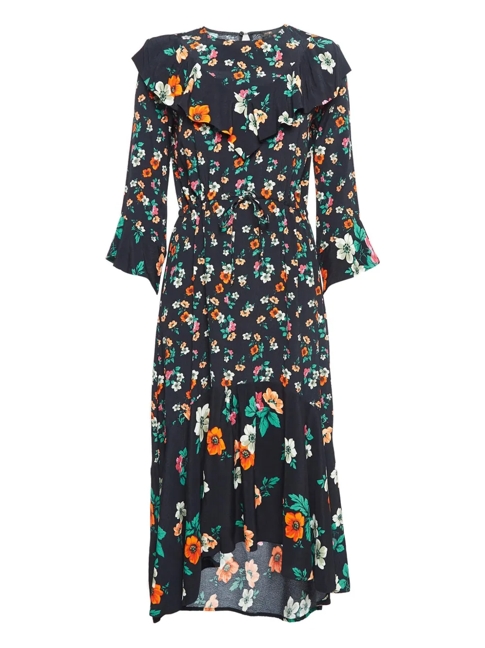 Maje floral-print frill dress | Black | Image 1