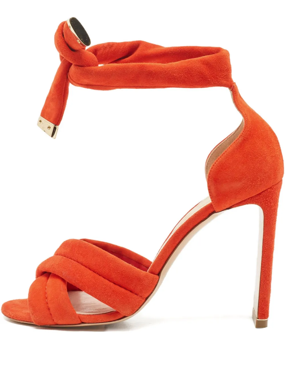Pre-owned Nicholas Kirkwood 100mm Knotted Suede Sandals In Orange