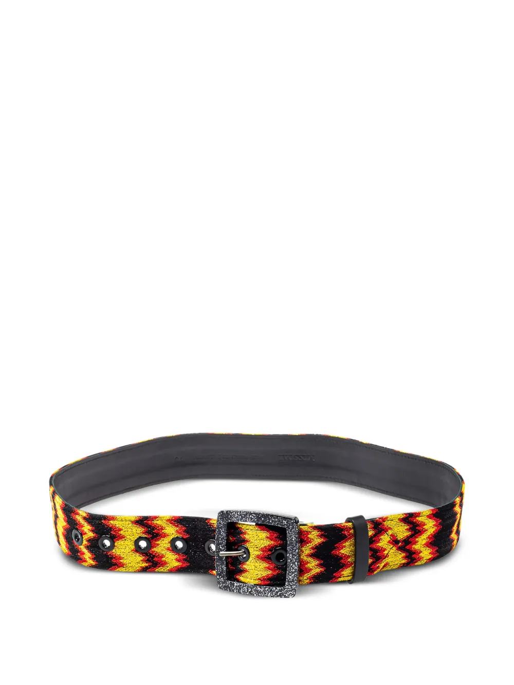 Pre-owned Missoni Zigzag-pattern Buckled Belt In Yellow