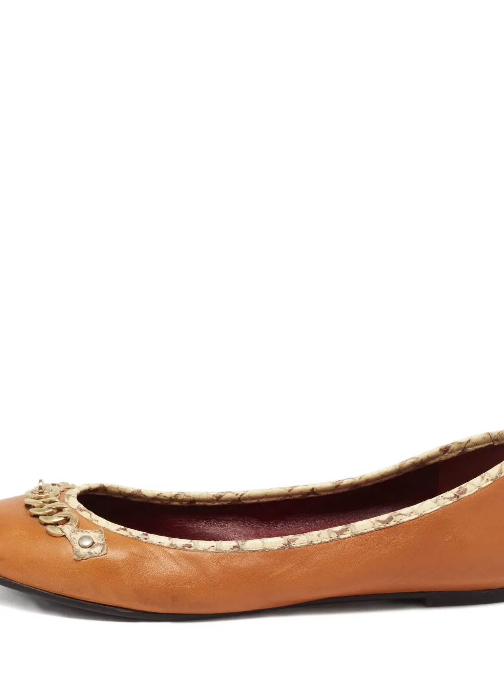 Marc Jacobs Vintage Leren ballerina's met ketting - Bruin