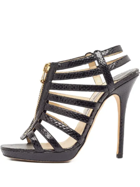 Jimmy Choo Pre-Owned 110mm Glenys snakeskin leather sandals