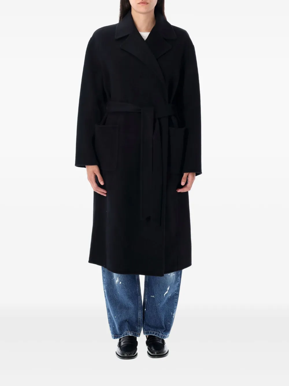 Polo Ralph Lauren Wollen jas met ceintuur Zwart