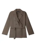 Soeur belted double-breasted wool blazer - Brown