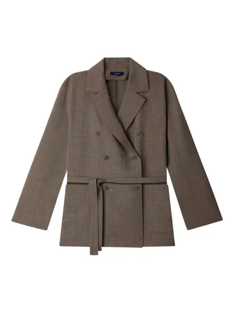 Soeur belted double-breasted wool blazer