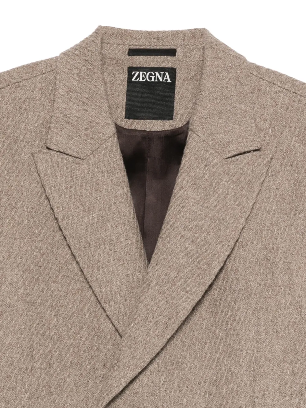 Zegna Jas met dubbele rij knopen en klepzak Beige