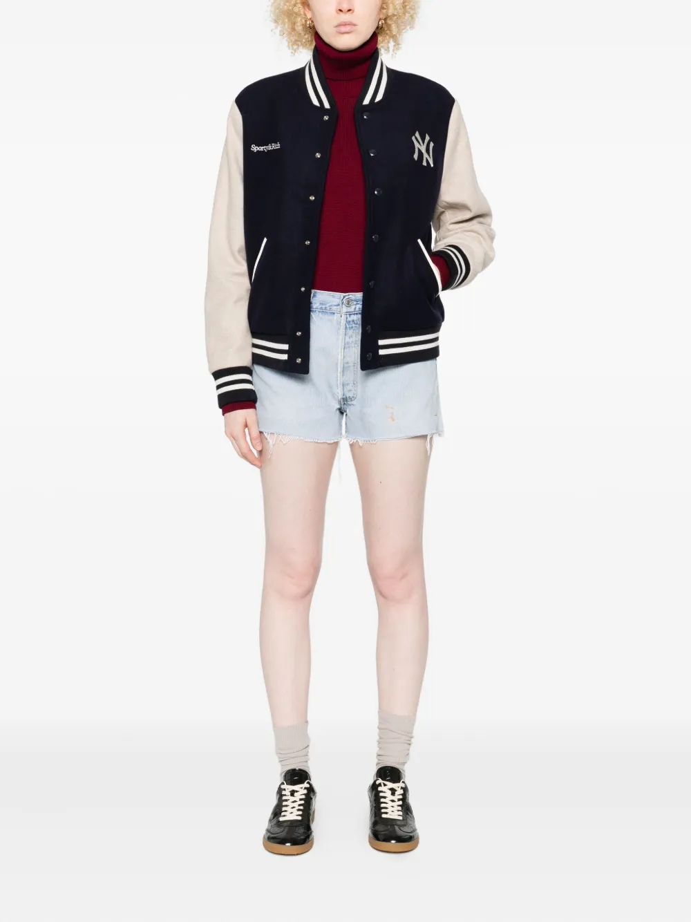 RE/DONE frayed-edges denim shorts - Blauw