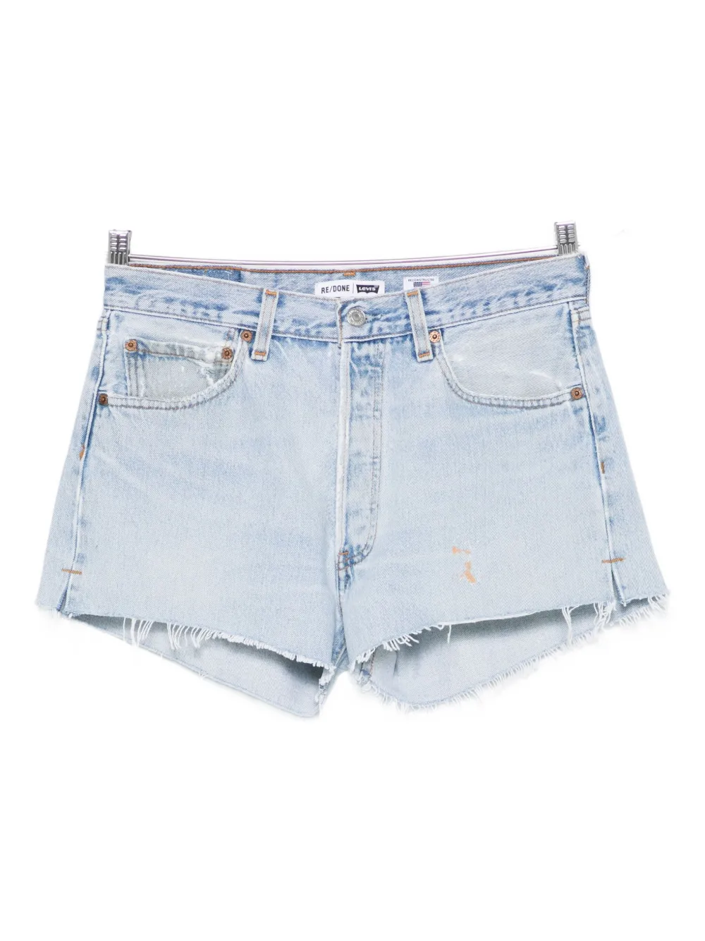 Re/done Frayed-edges Denim Shorts In Blue