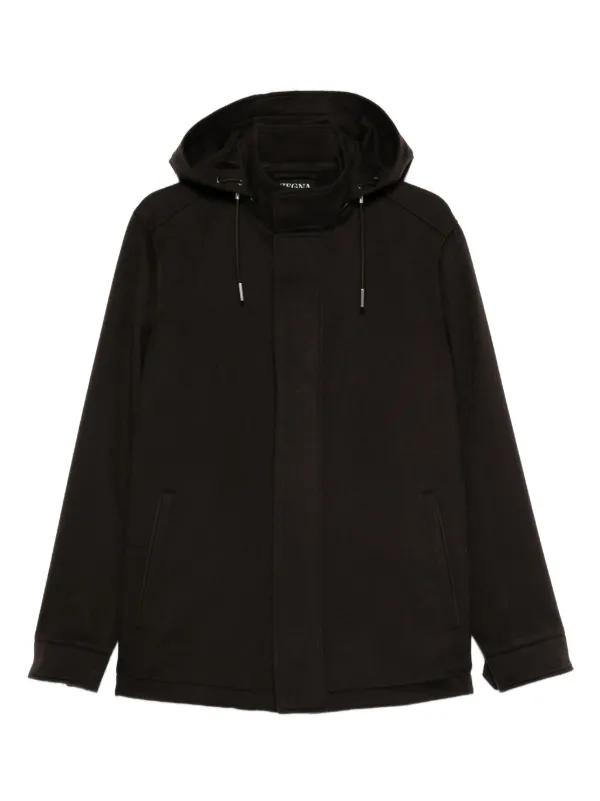 ZegnaSport ブラック ナイロンジャケットフード付き Zegna drawstring-hood Coat | Brown | FARFETCH