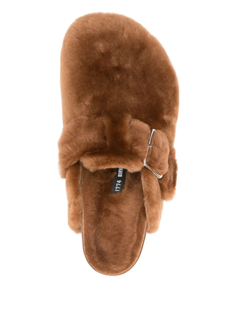 Birkenstock Lammy slippers met gespdetail Bruin