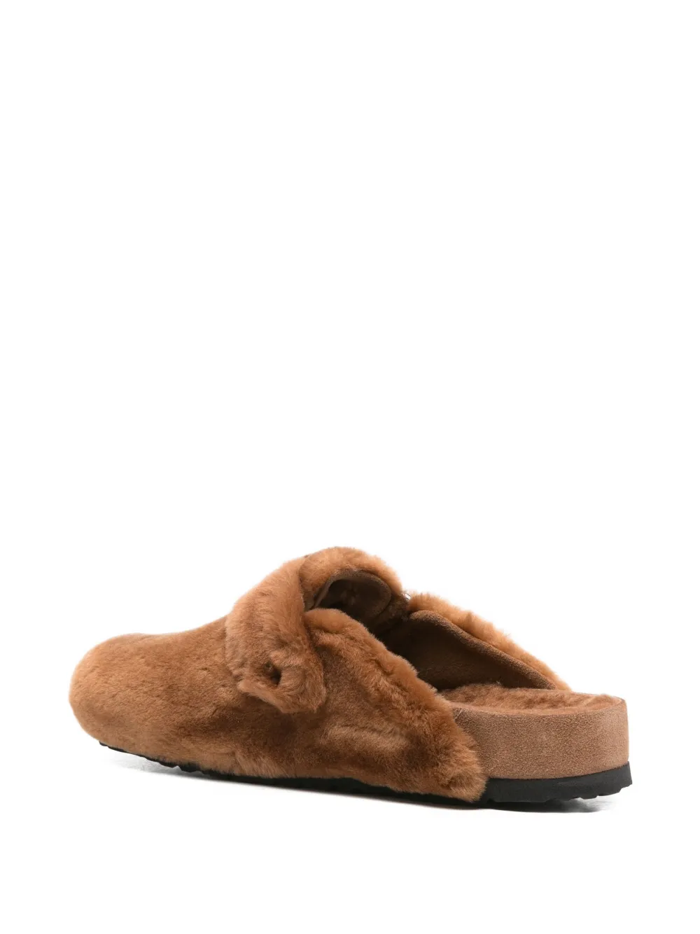 Birkenstock Lammy slippers met gespdetail Bruin
