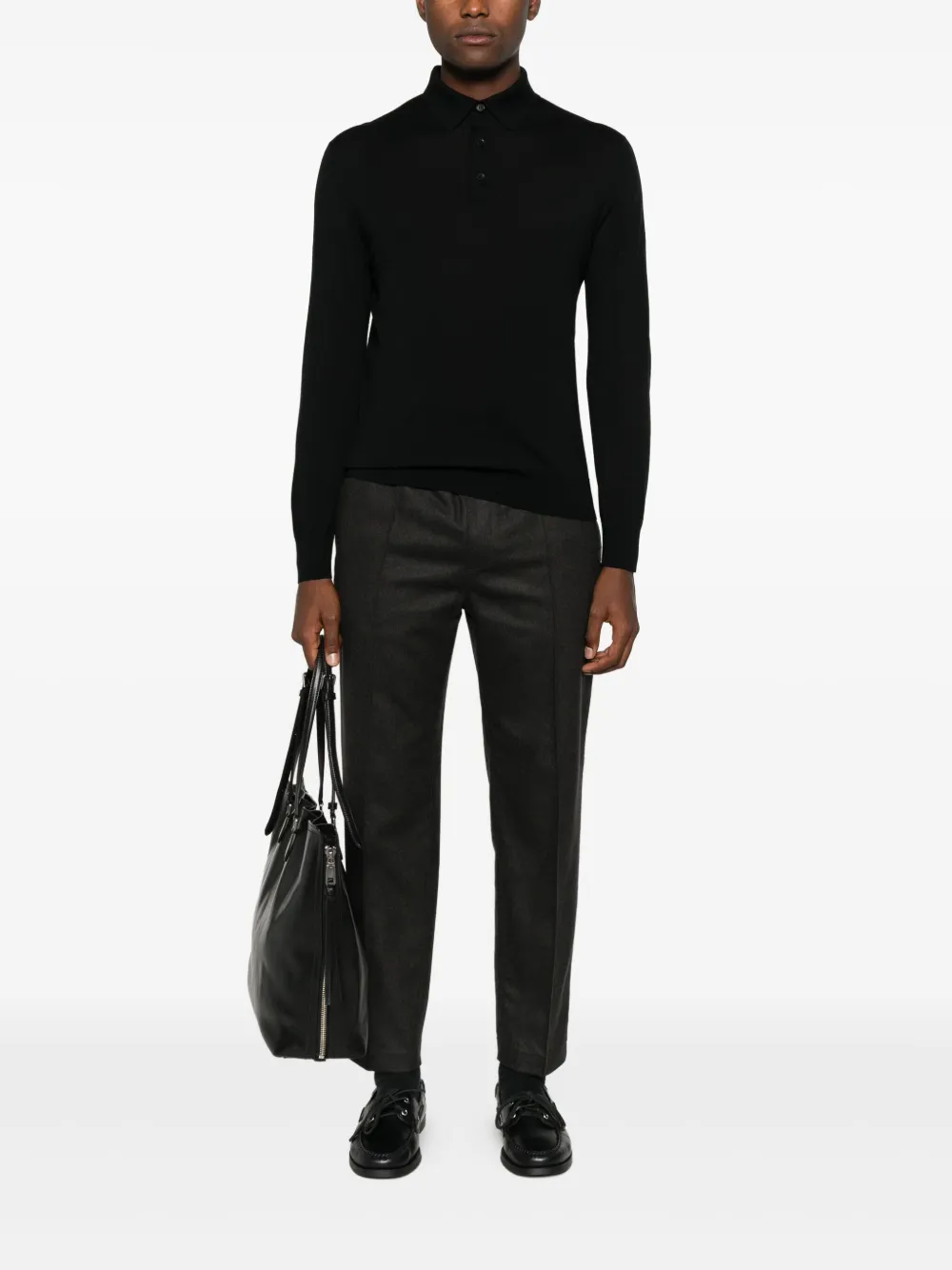 Zegna long sleeve polo shirt - Zwart