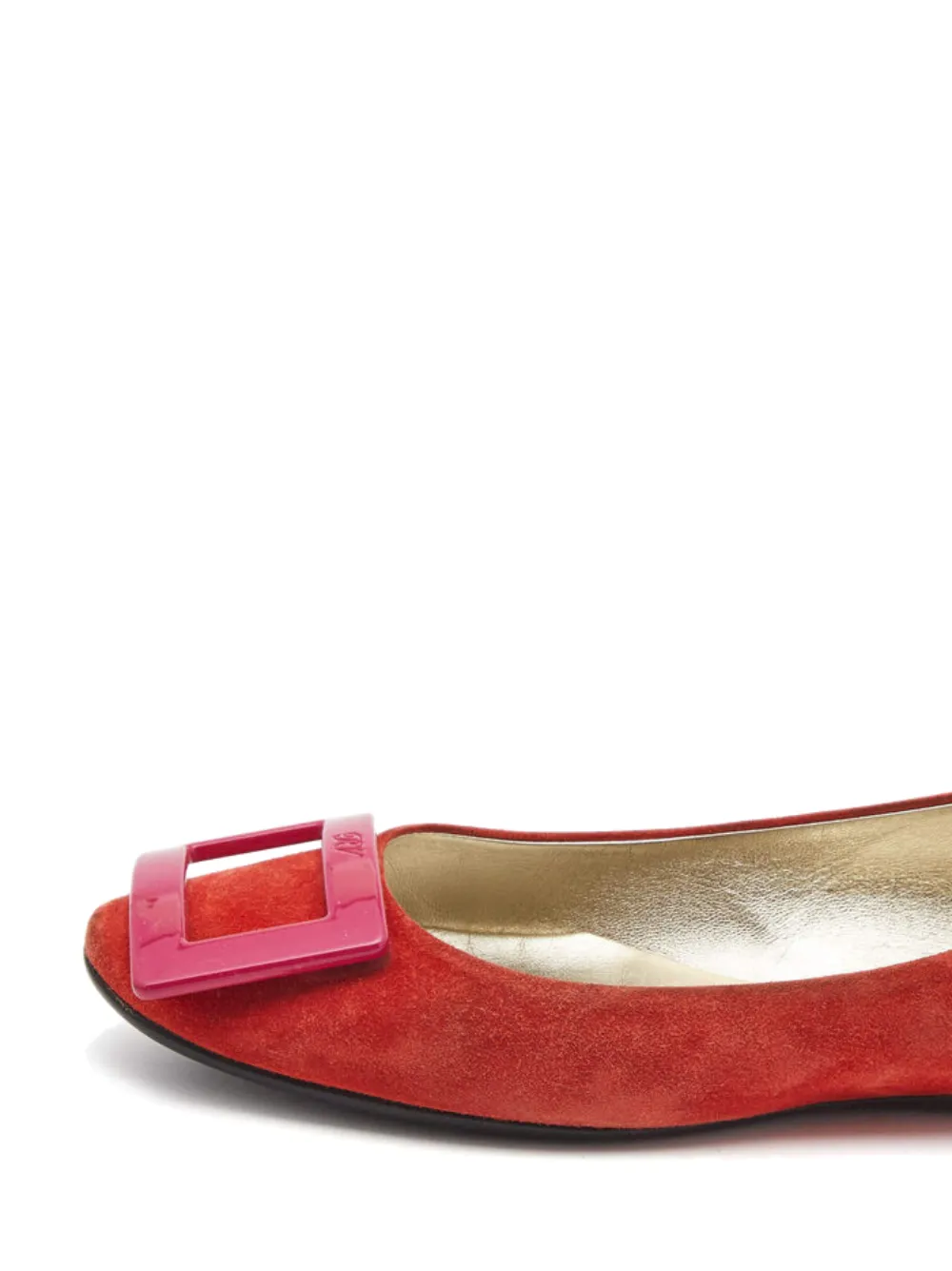 Roger Vivier Vintage Su&egrave;de ballerina's met gesp - Rood